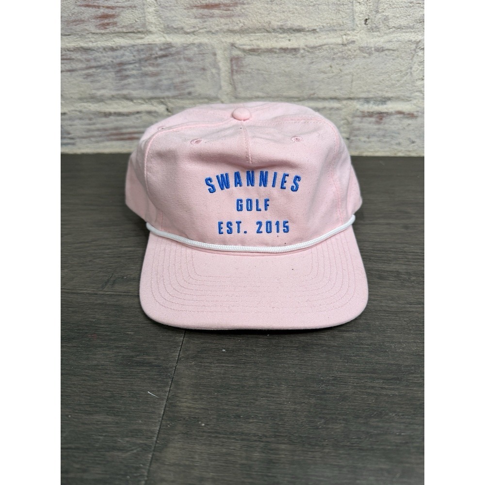 SWANNIES Golf Hat Cap Baby Pink Adjustable Snapback Rope
